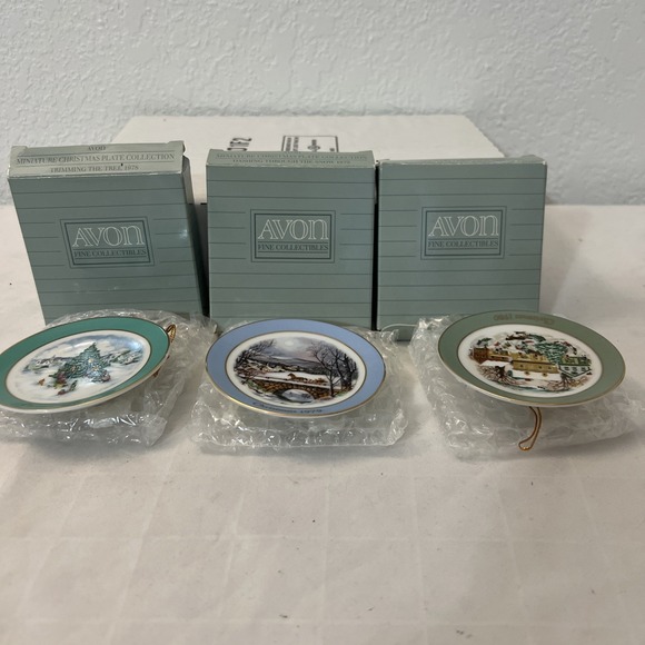 Avon Other - 1989 Avon Christmas Mini Plate Ornaments Box Lot Of 3 1978, 1970, 1980 Vintage